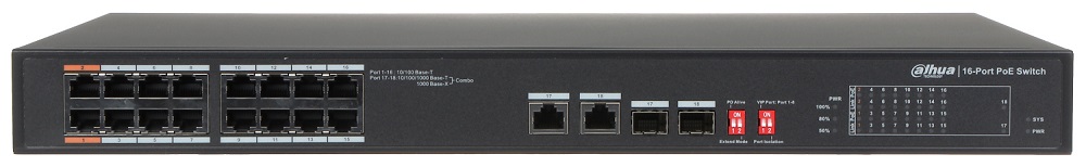 سوئیچ شبکه 16 پورت PoE داهوا مدل DH-PFS3218-16ET-135